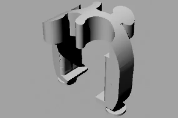 technical drawing of one of the 200 parts sliding on the steel ring.