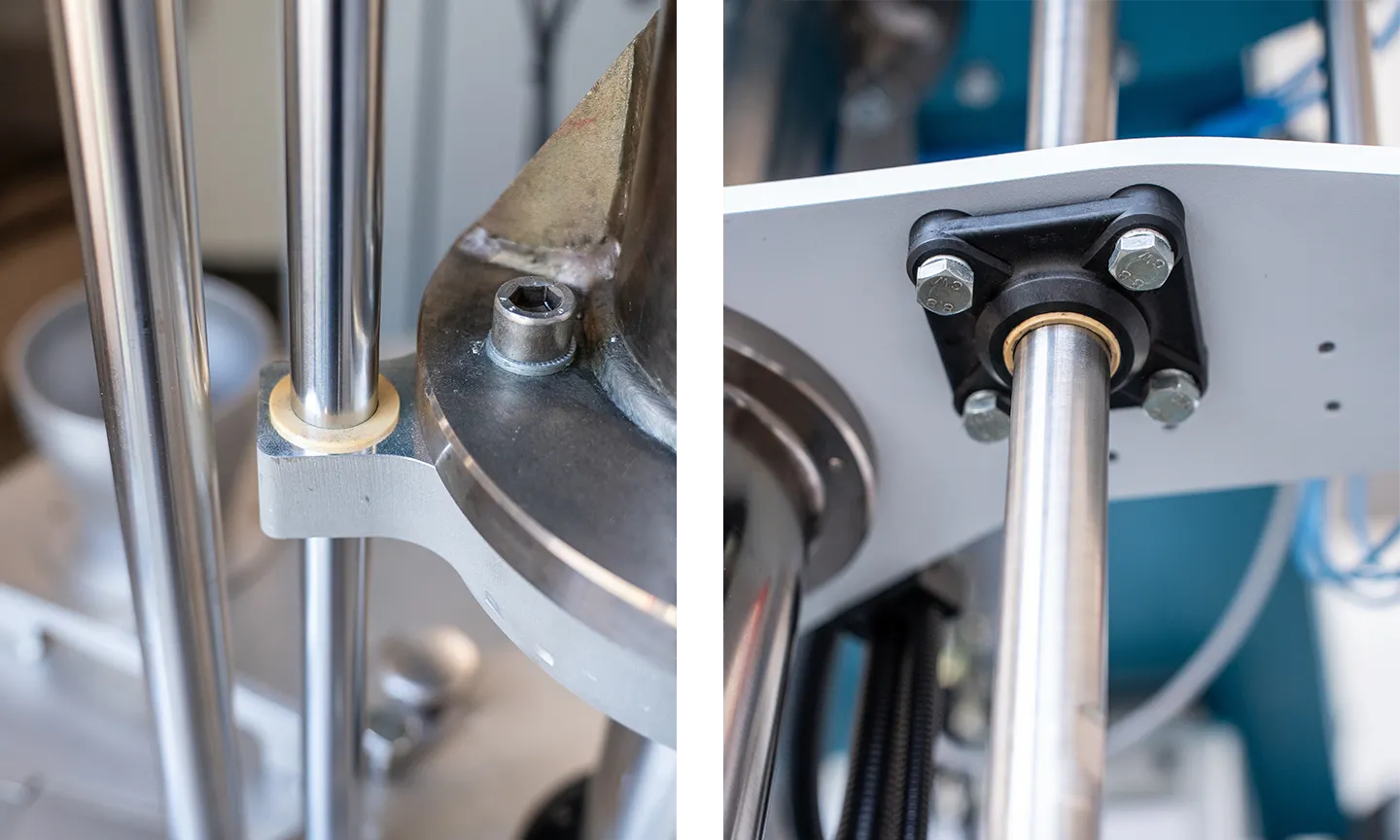 Detailansichten von VMA-Getzmann Dispensieranlage mit iglidur Gleitlager und igubal Flanschlager