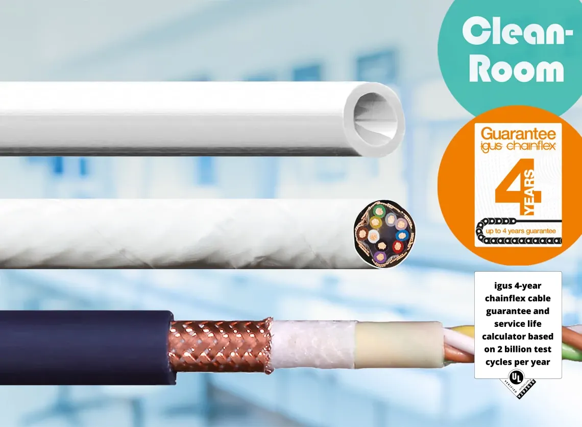 chainflex cable and hoses for cleanroom with 4 year guarantee