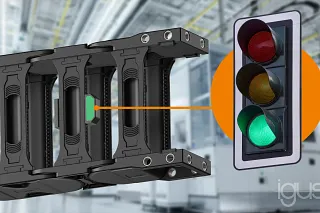 Der Zustandsindikator EC.WLC zeigt mithilfe eines Ampelsystems die Lebensdauer der Energiekette an