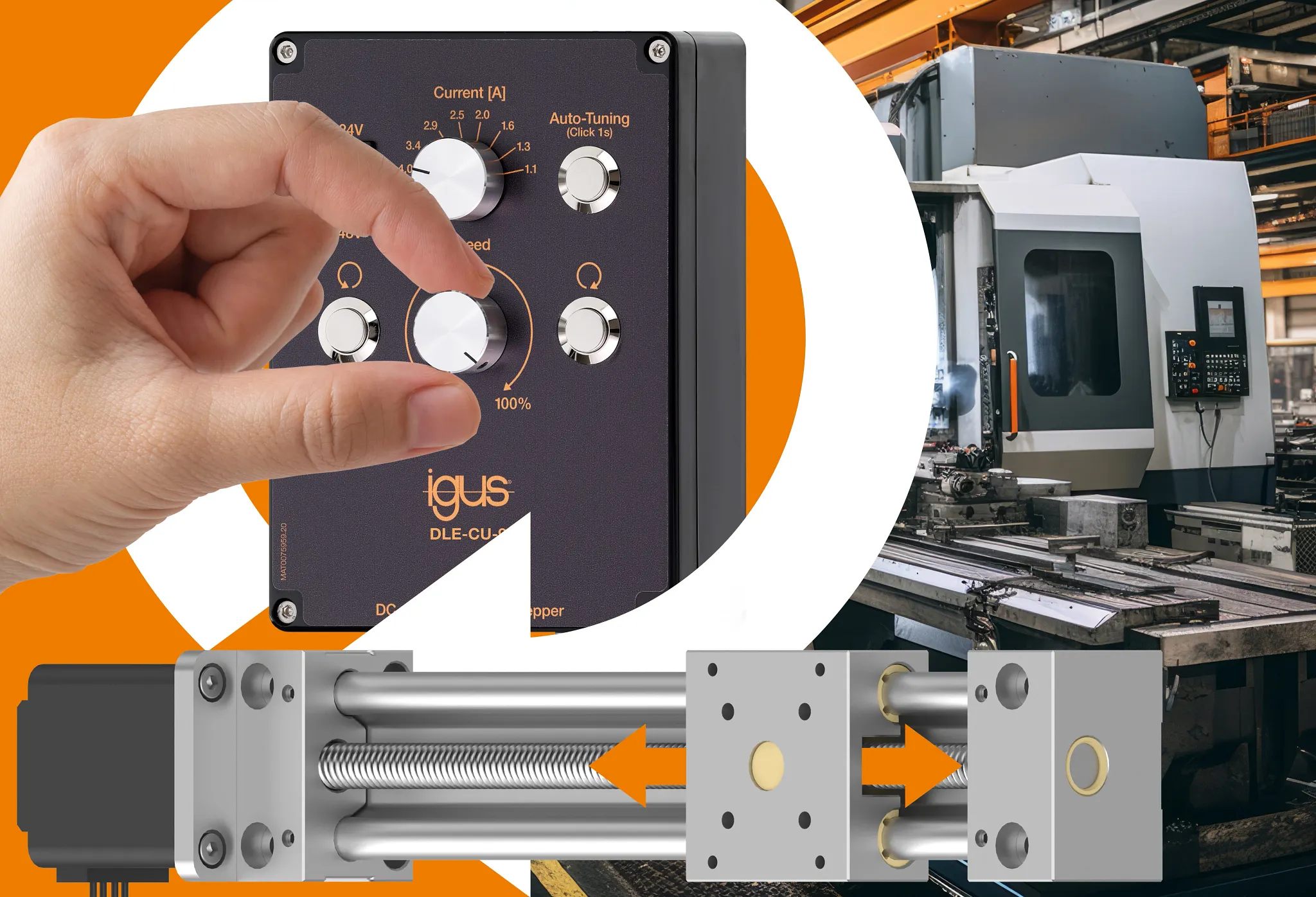 Mit der neuen drylin Handsteuerung lassen sich elektrische drylin Linearachsen innerhalb von zwei Minuten in Betrieb nehmen