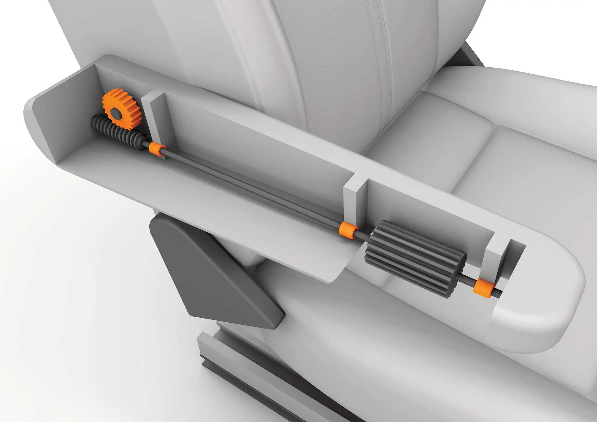 Kluzná ložiska a převody v opěrce ruky