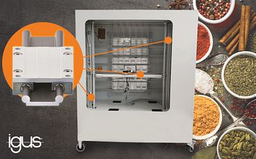 drylin W in de specerijen-verkoopautomaat van EMAG LaserTec GmbH