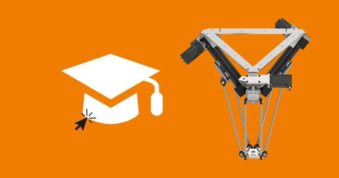 Deltarobot op oranje achtergrond