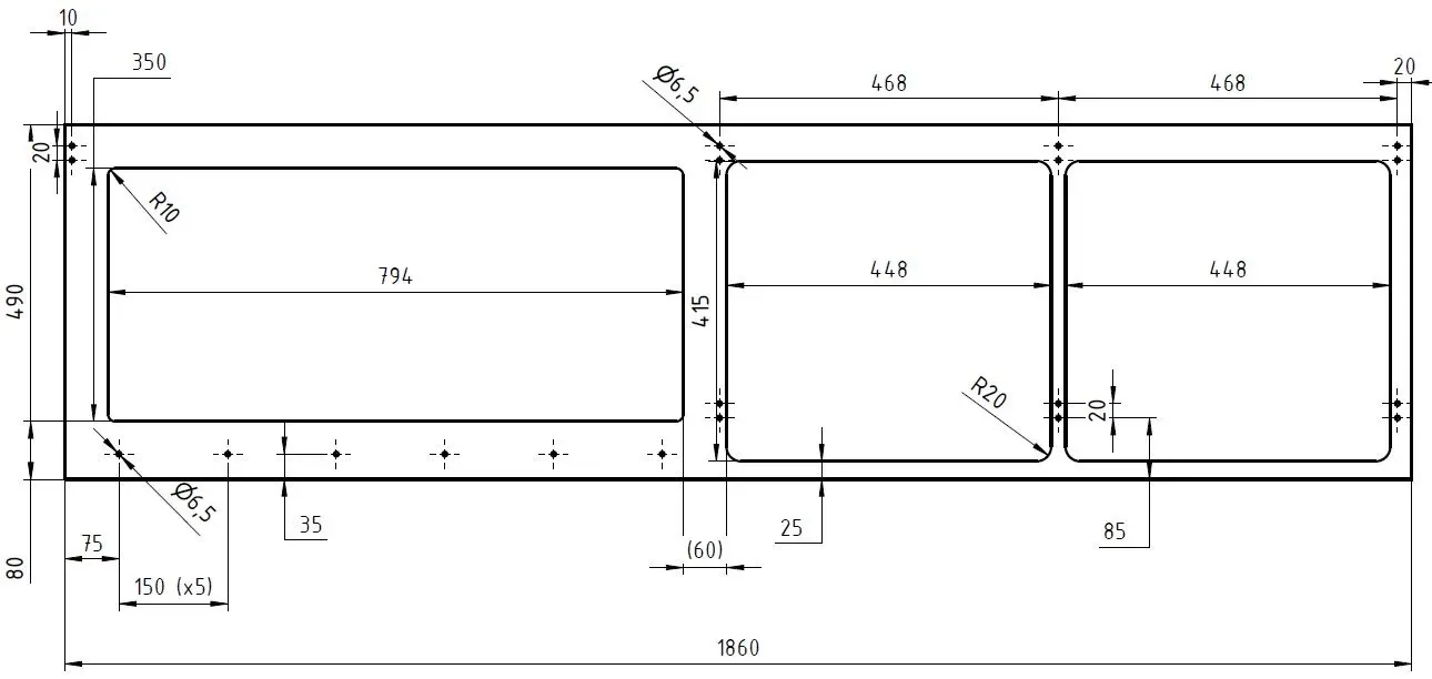 Plaque de sérigraphie Dessin de la partie avant