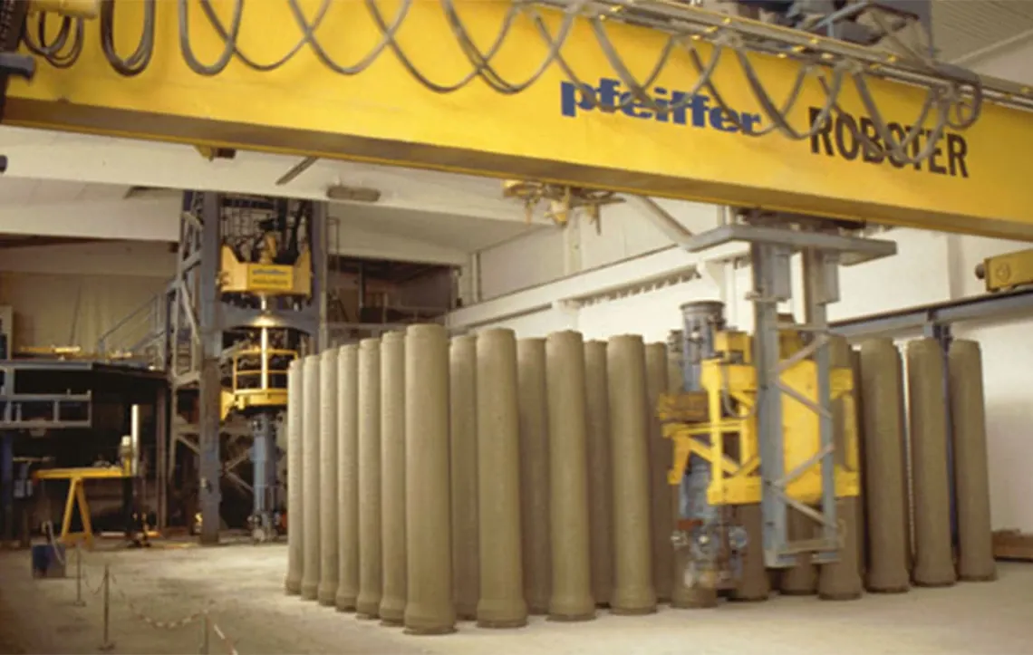 Gantry cranes in concrete plant