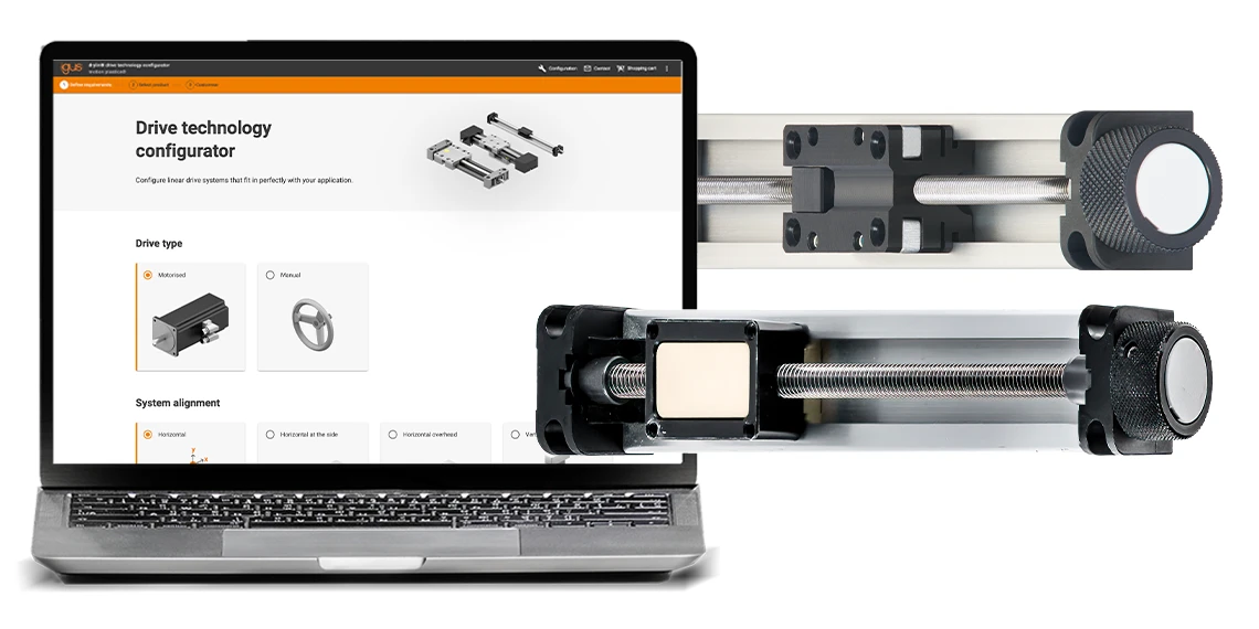 linear actuator configurator on screen