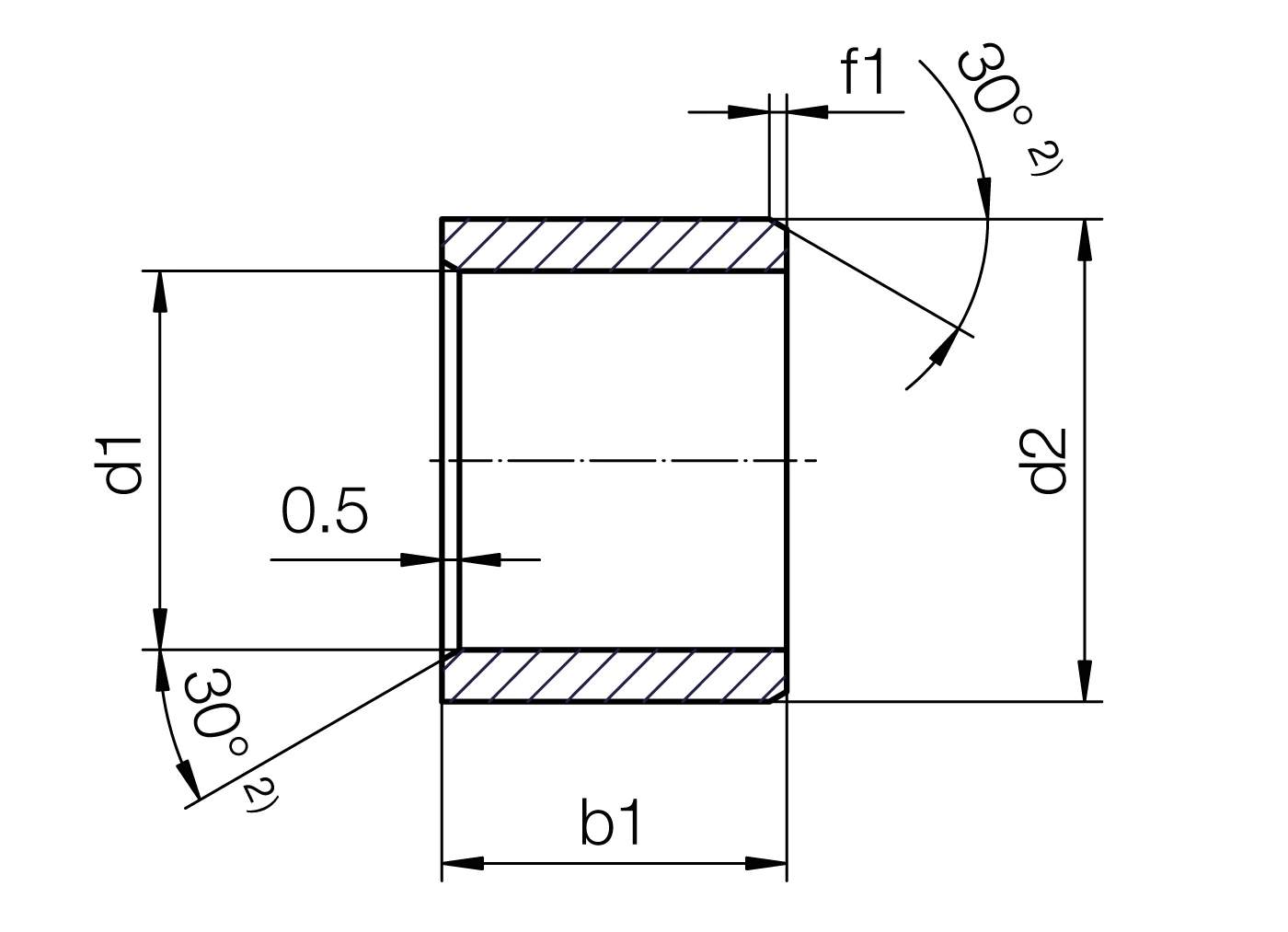 iglidur® E, flange bearing, mm - EFM drawing