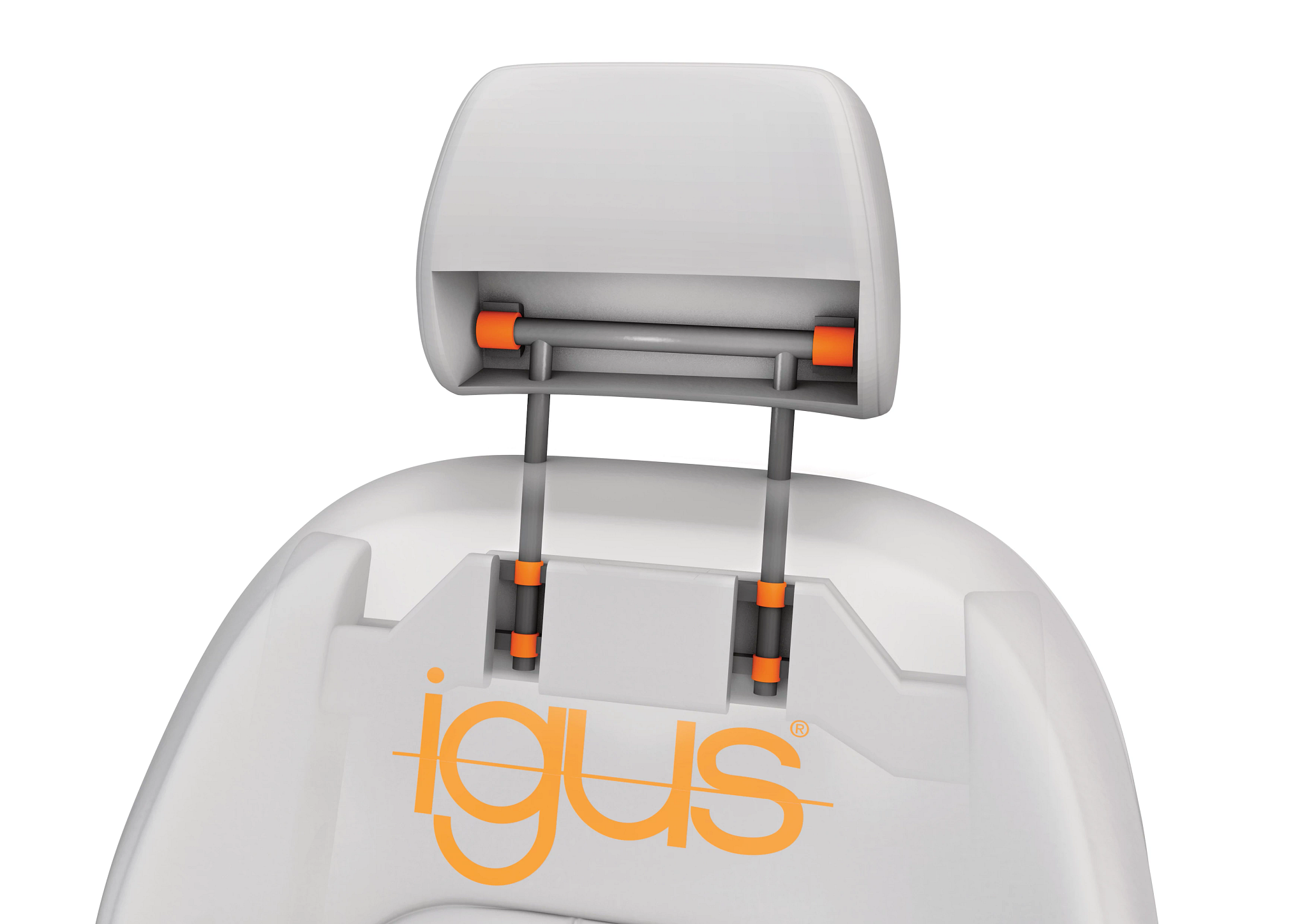 Bucha autolubrificante no encosto da cabeça