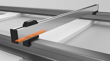 Appareil de mesure de l'écartement des rails avec composant drylin