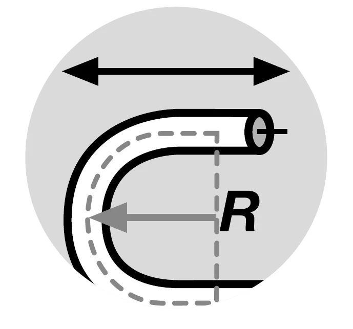 Min. bend radius, e-chain (factor)