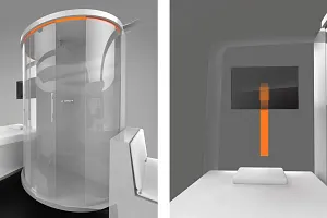 drylin in the shower wall and TV adjustment