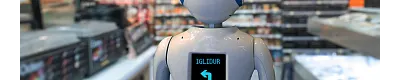 robot de servicio en una tienda de comestibles