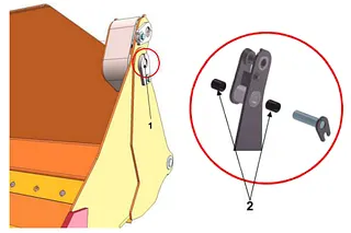 Einbausituation der iglidur Gleitlager an einer L&K-Greiferschaufel. (Quelle: L&K Land- und Kraftfahrzeugtechnik GmbH)