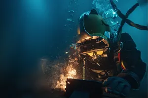 underwater diver using scuba equipment