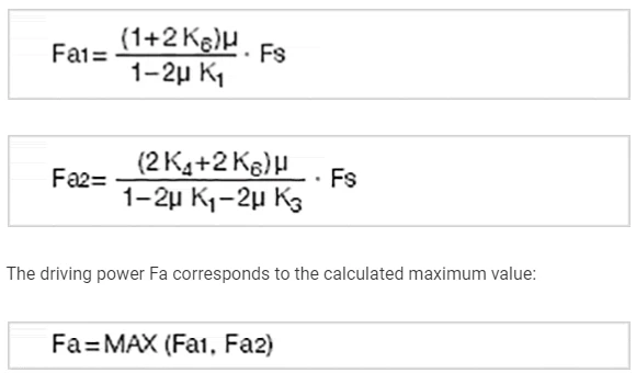 Calculs de la puissance motrice du système latéral drylin T