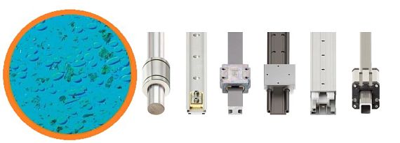 200-fache Vergrößerung von Basispolymere mit Fasern und Festschmierstoffen eines iglidur Kunststoffgleitlagers