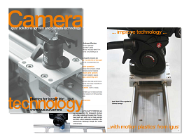 Brochura para equipamento de filmagem e câmaras