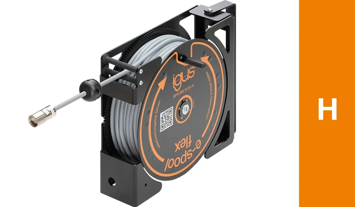 e-spool flex cable reel with hand crank