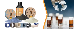 3D printing materials, 3D-printed special parts and grippers for handling medical vials