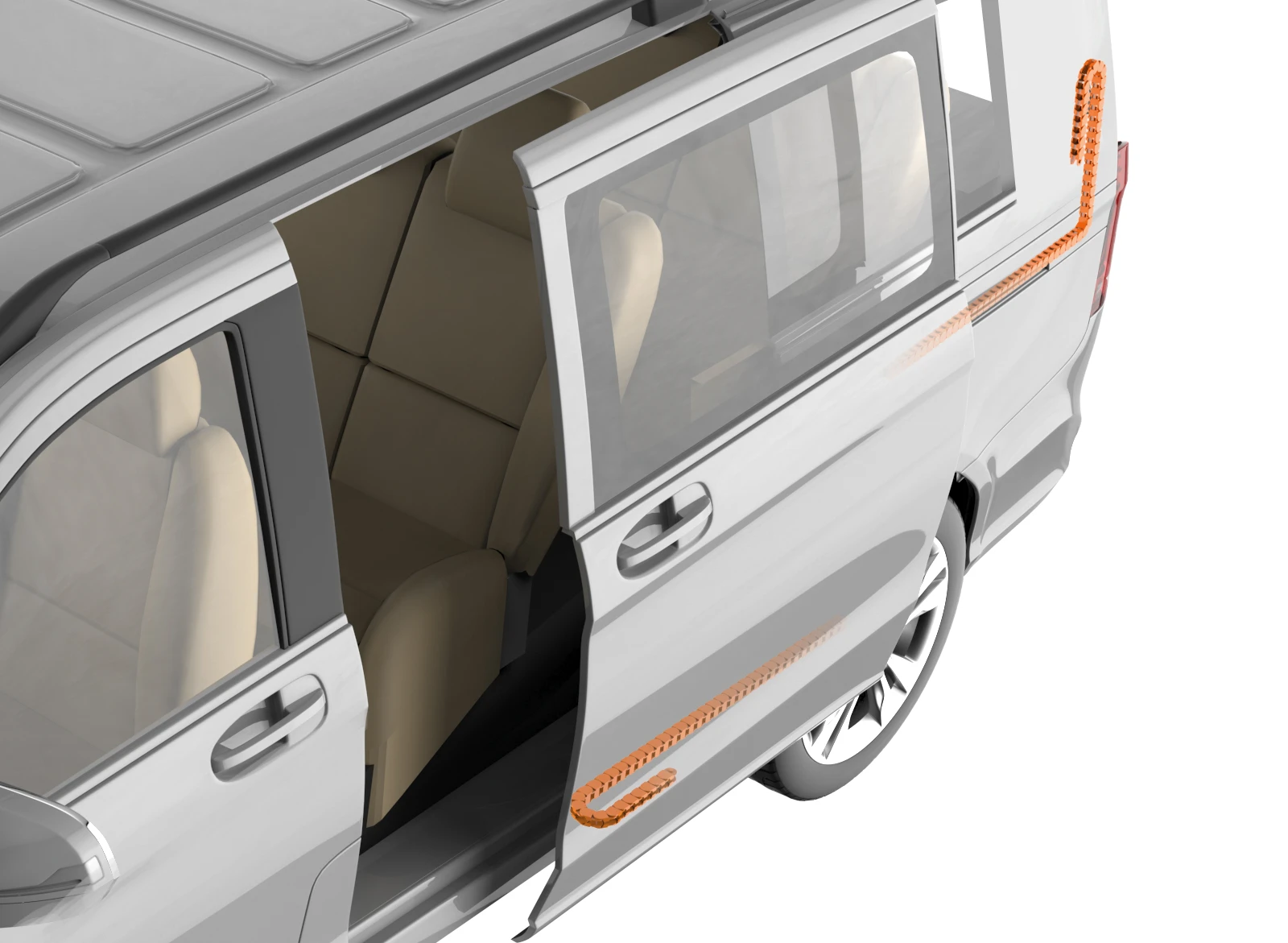 Energy chain in sliding door