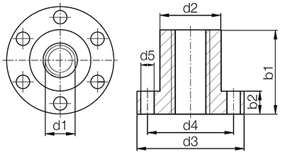 diagrama de la tuerca del tornillo de plomo de brida iglide J