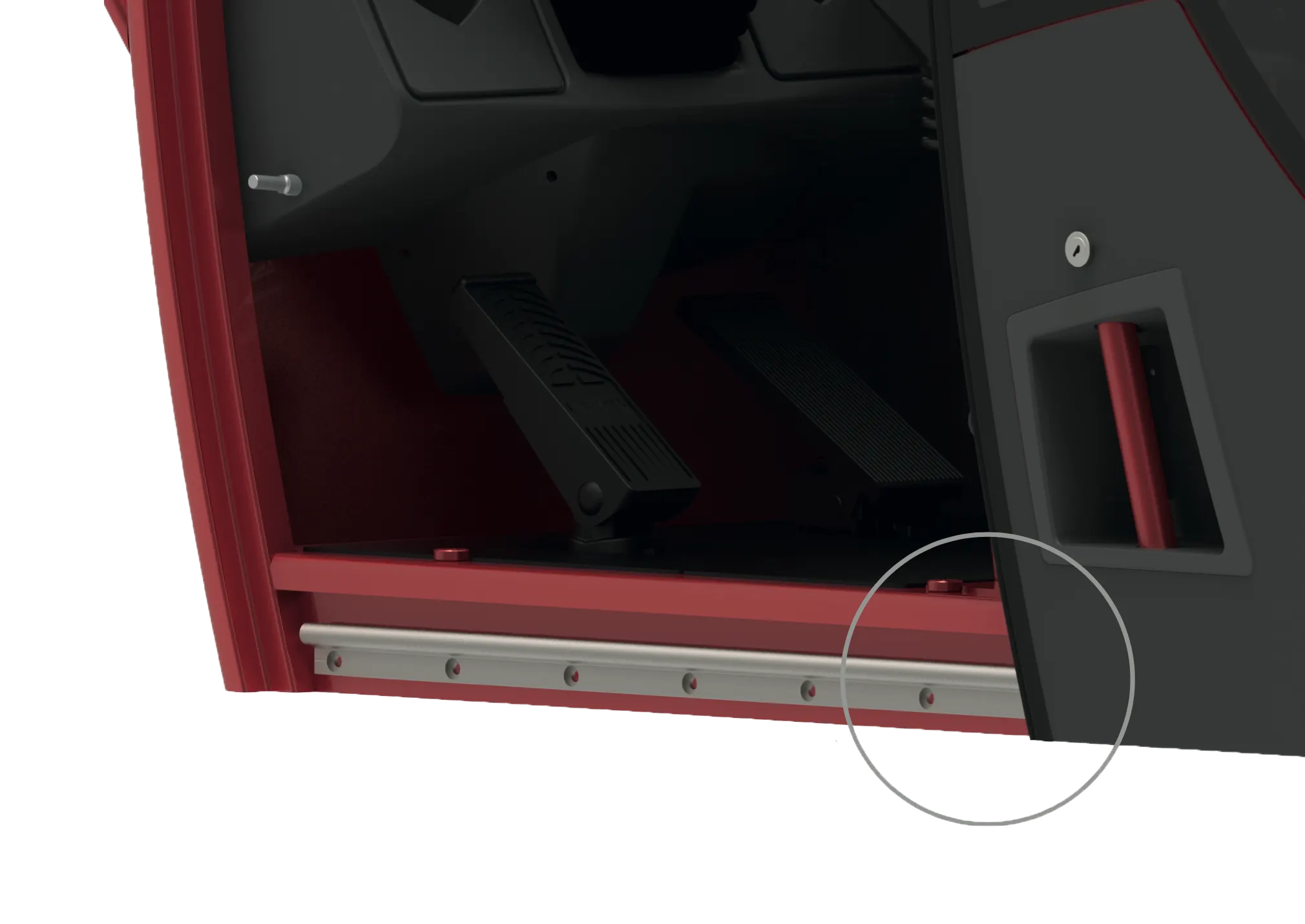 Puerta de cabina con cojinete lineal drylin