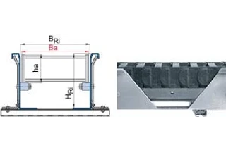 auges de guidage avec barres de glissement et diagramme