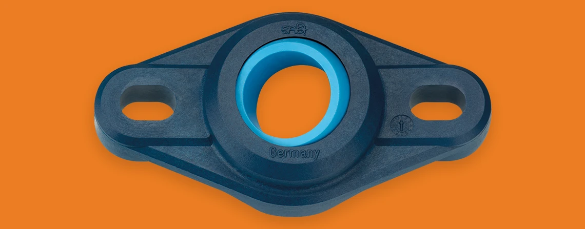 flange bearing with two mounting holes, approved for the food industry