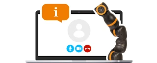 Robot in front of laptop