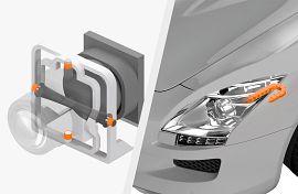 Plain bearings and e-chain in the headlight