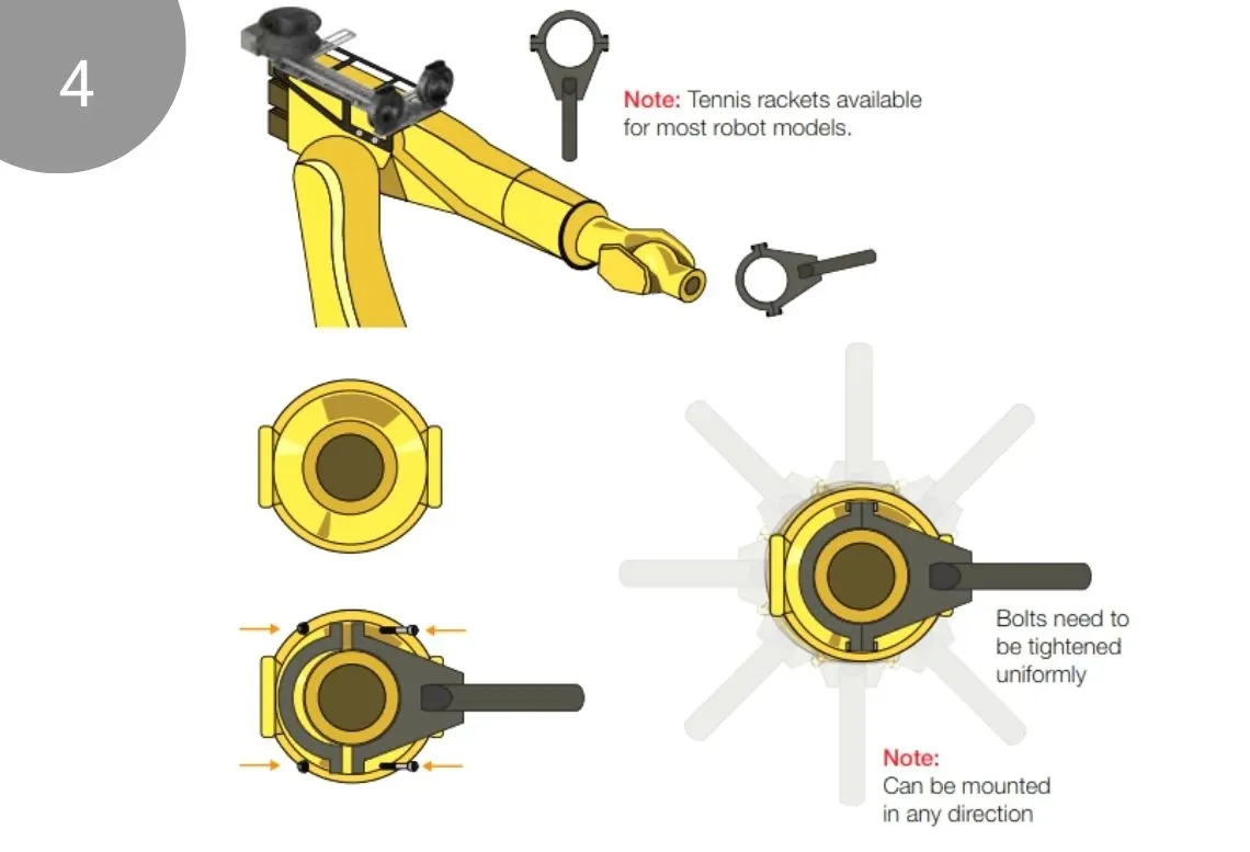 Installation d'une raquette de tennis (axe 6)