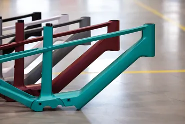 Bicycle frames in five colours