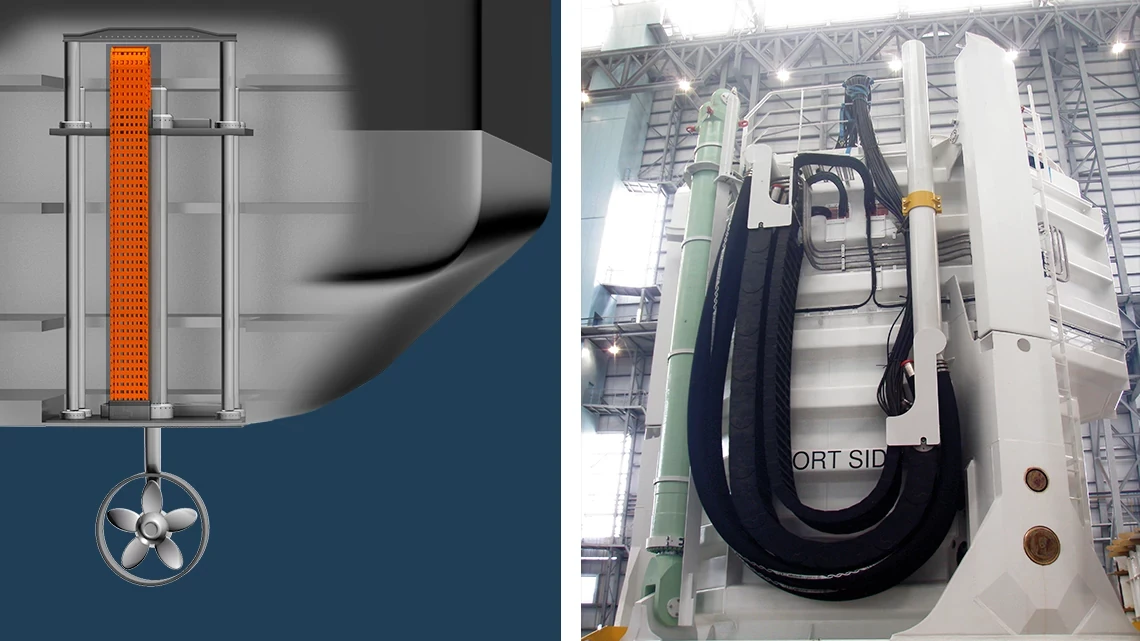 e-chains in retractable thrusters