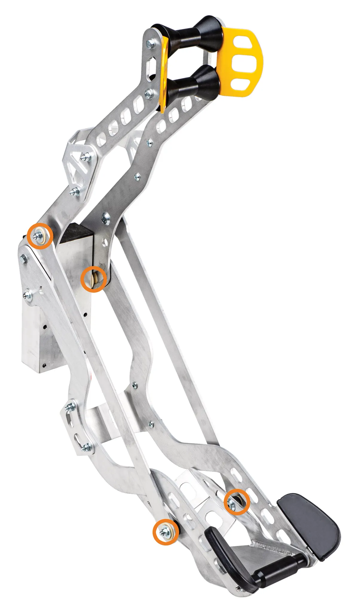 Produktfoto des Doppelmayr Bike Clip mit gekennzeichneten igus Lagerstellen.