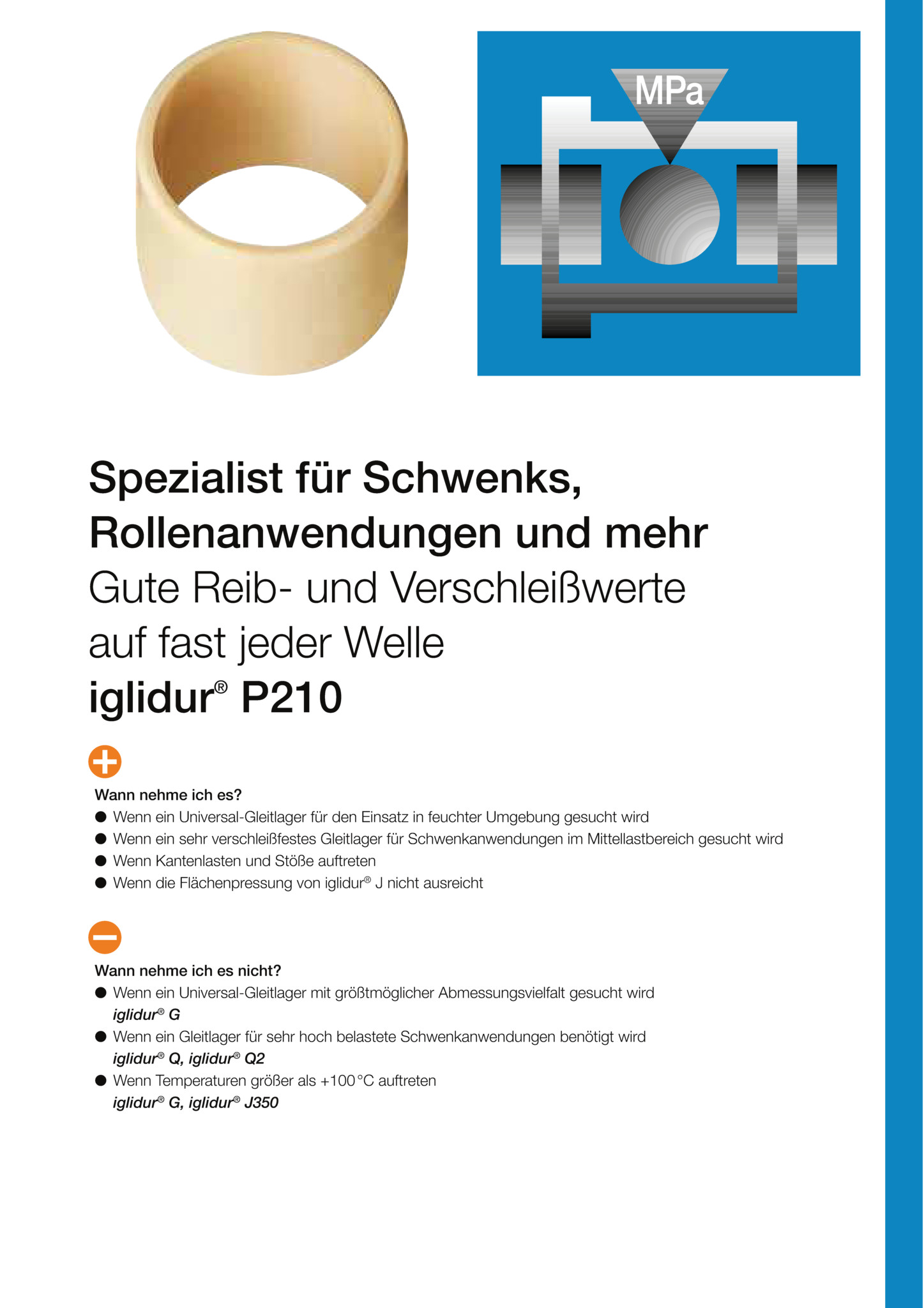 iglidur® J350, zylindrisches Gleitlager mit Bund, mm