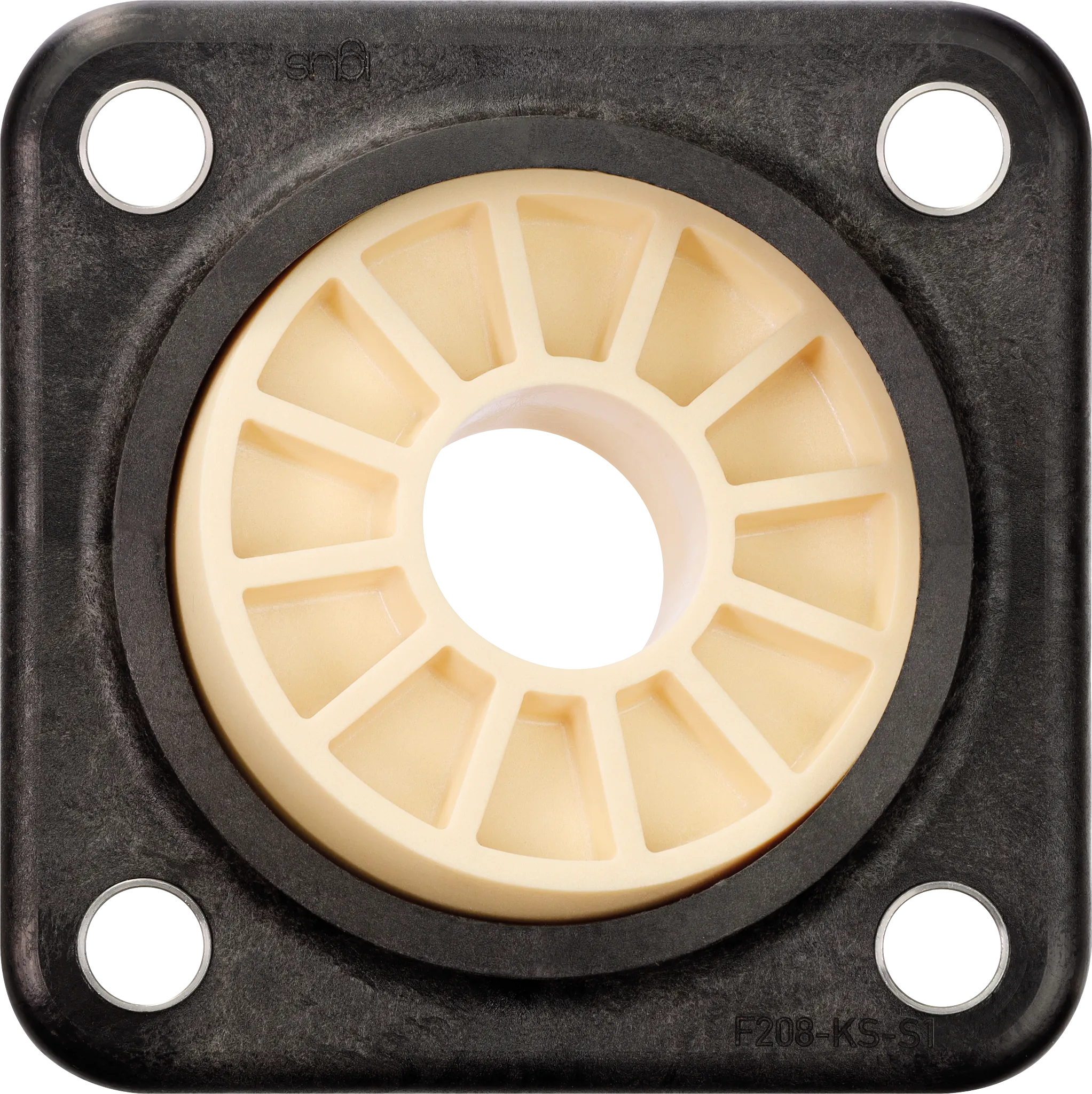 Compact fixed flange bearing with plastic housing