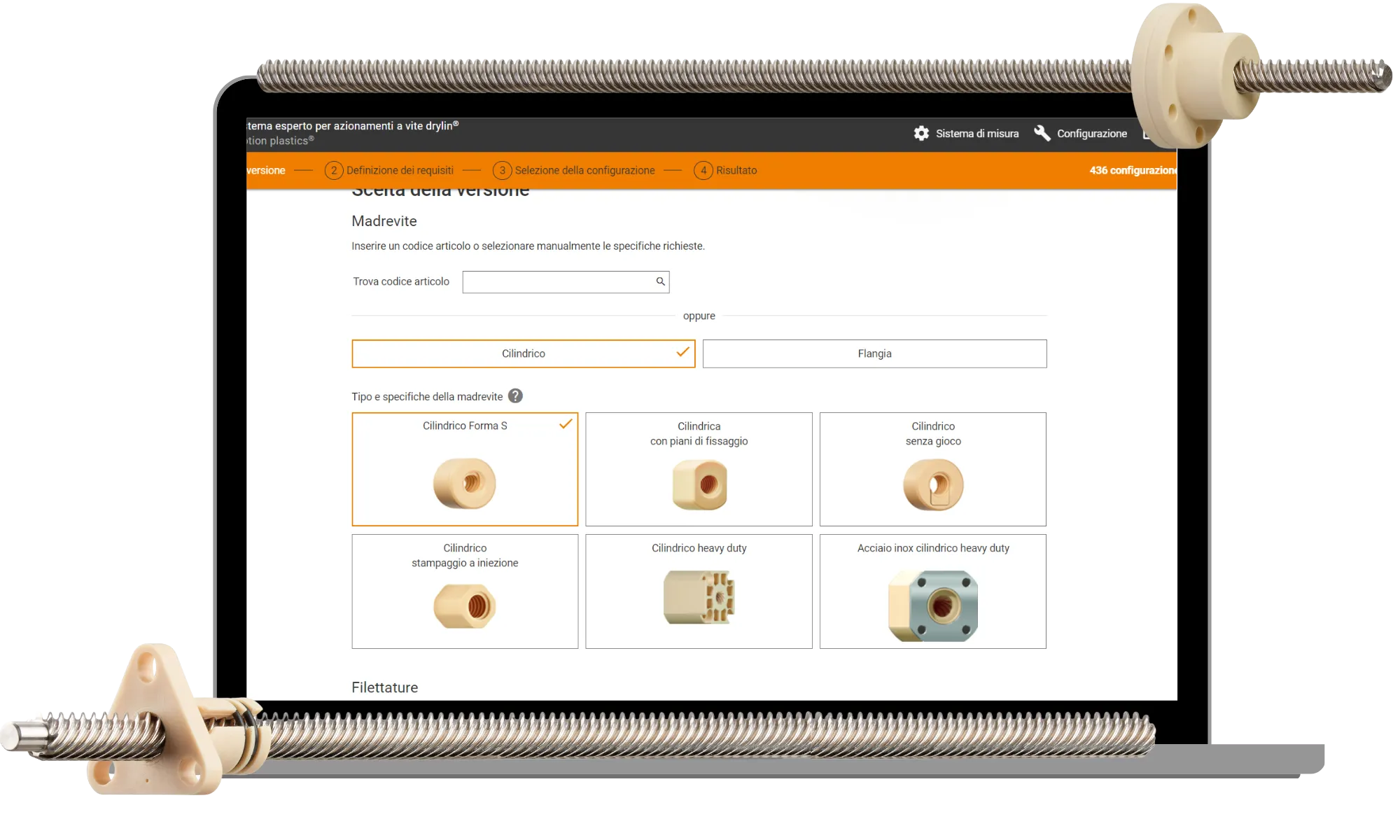 configuratore sistemi vite/madrevite