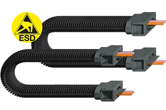 Corrugated tubes e-skin soft ESD for cleanroom applications