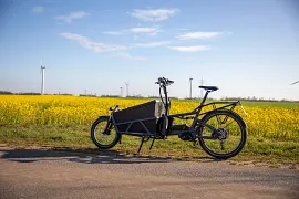 Cargo bike on dirt road