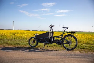Cargo bike on dirt road