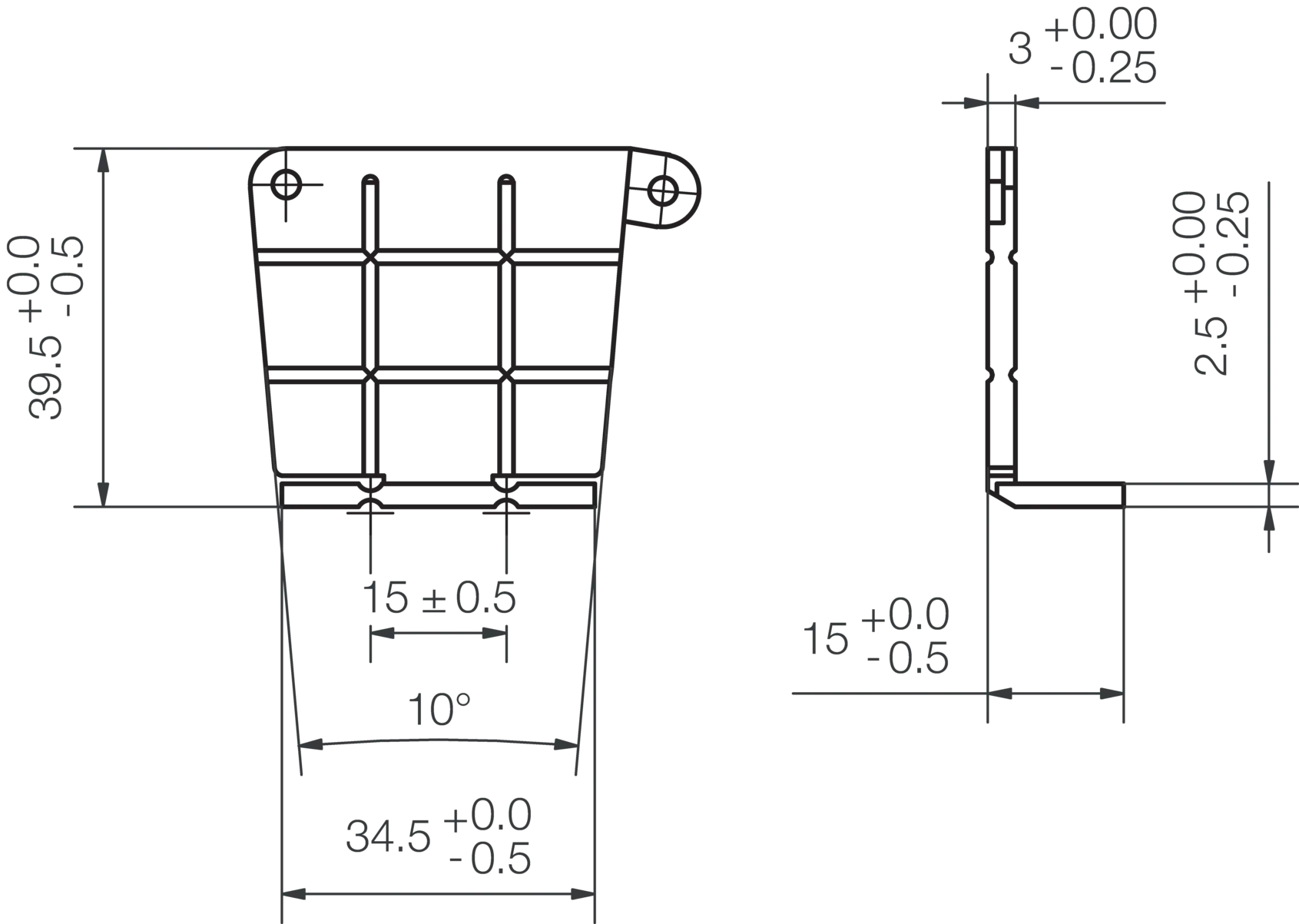JRS-500S/45S technical drawing