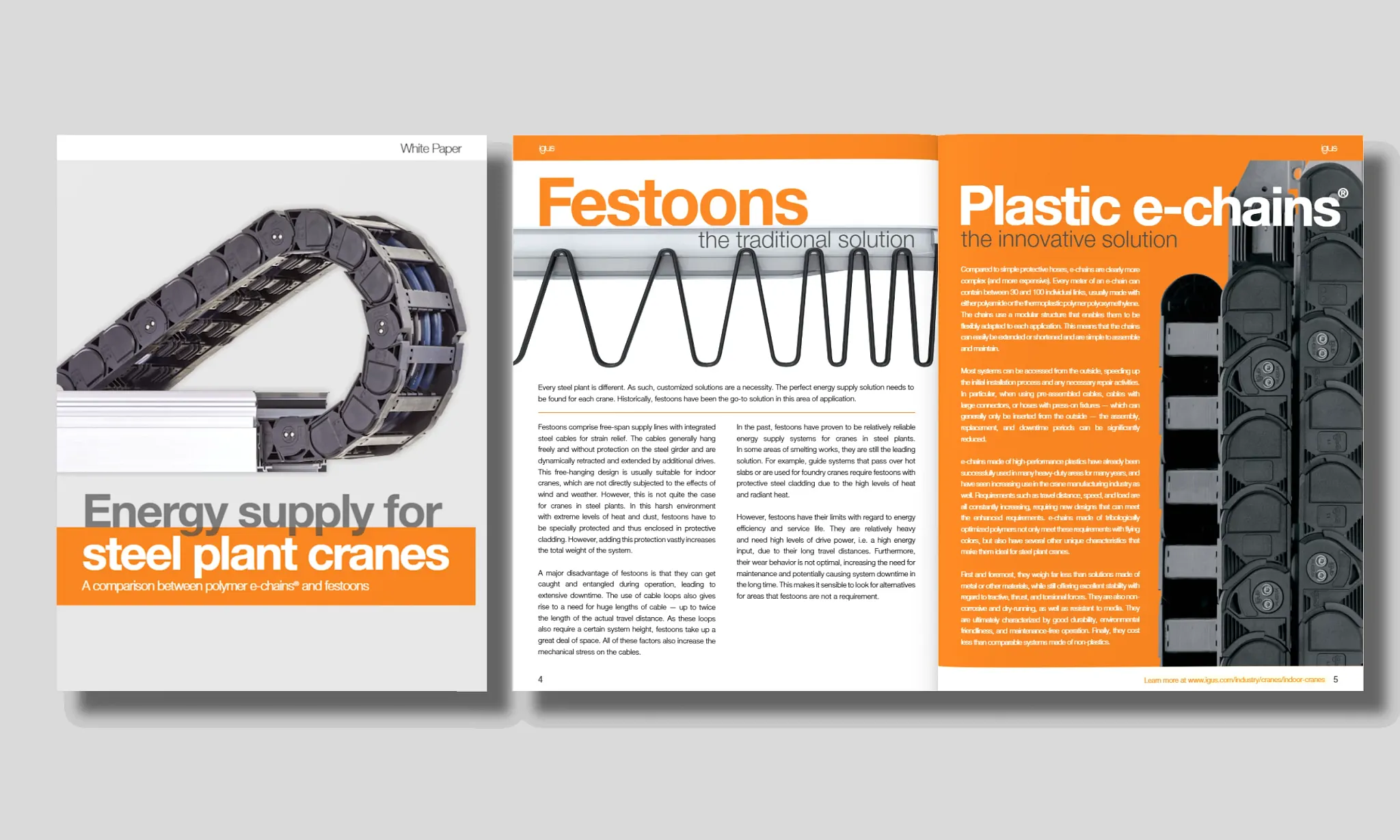 White paper cable festoon systems in steel plants
