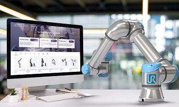 Roboterarm von Universal Robots und ein PC