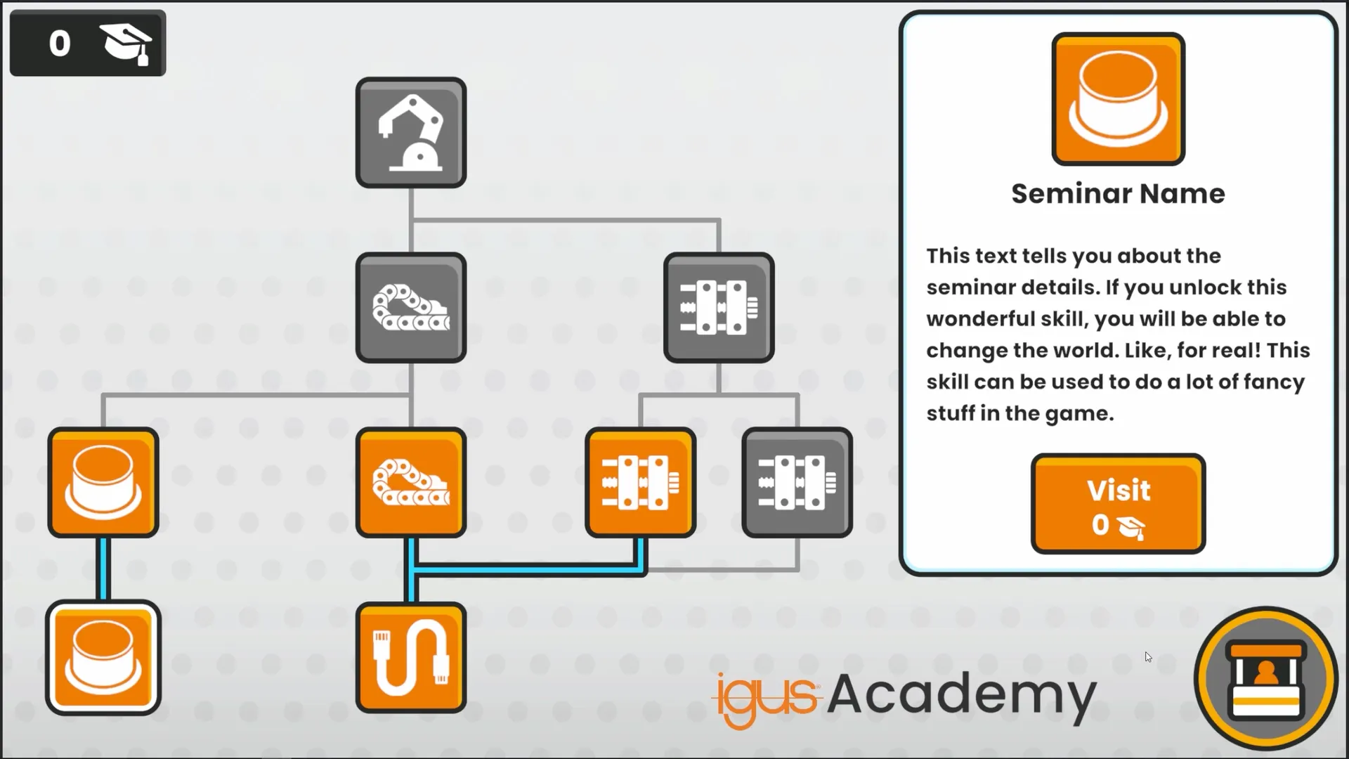 igus® Academy in the computer game igumania
