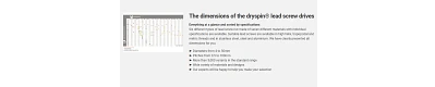 dimensions of dryspin lead screws table and description