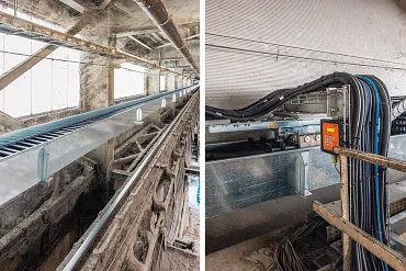 Cadena portacabls en grúa de procesamiento de residuos