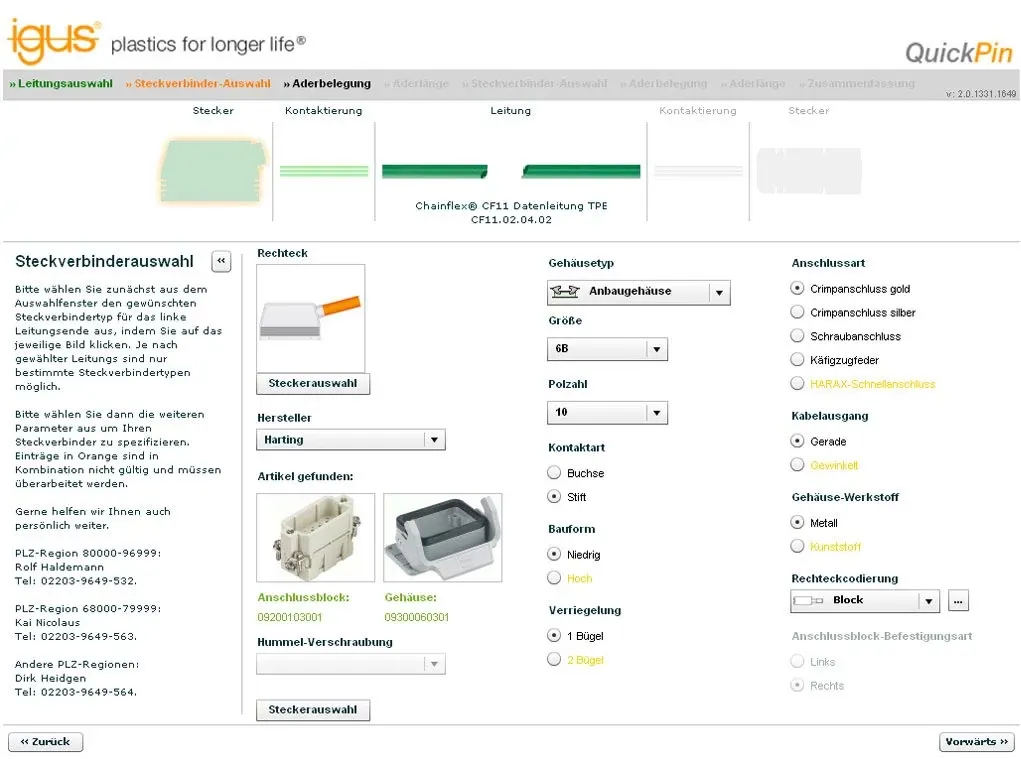 Configurateur de câbles et de connecteurs QuickPin 2.0