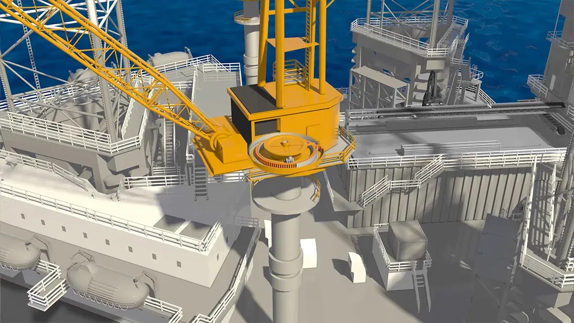 Rotary crane with RBR chain