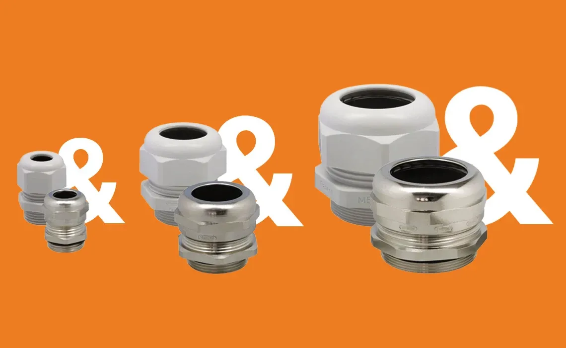 Cable glands orange background